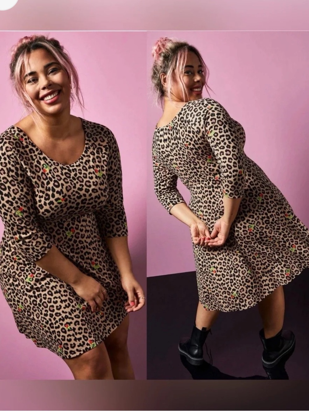 Betsey Johnson Torrid leopard rose dress Sz 1 -looks new